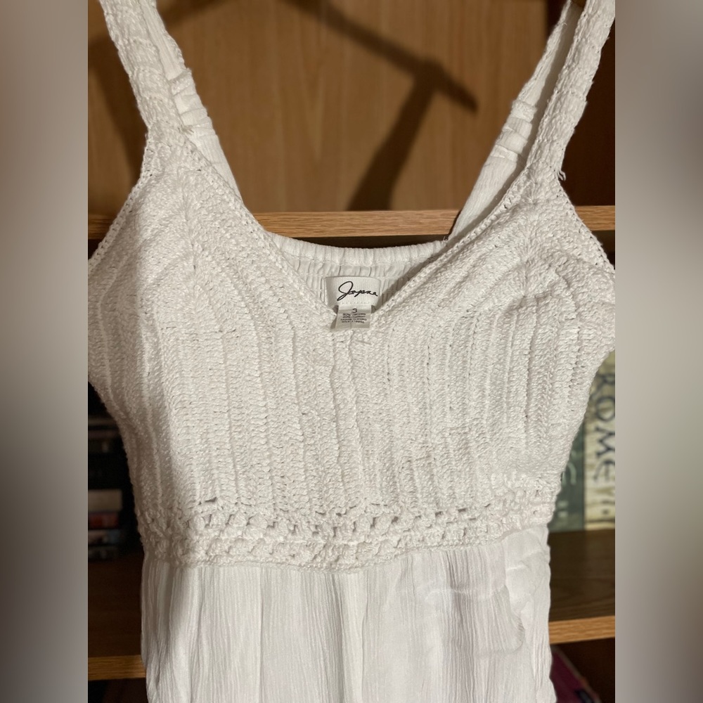 White Crochet Bust Bohemian Jumpsuit - Picture 6 of 7
